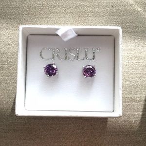 NEW Amethyst Diamond Stud Earrings
